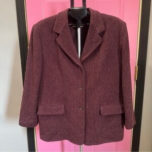 Vintage Norm Thompson Burgundy  Blazer Classic Wool Jacket Size 18